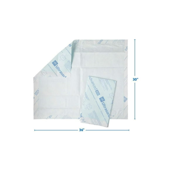 Medline Ultrasorbs Advanced Premium Disposable Underpads, 300 lb. Weight Capacity, 30"x36", With Slip Resistant Technology, bag of 5