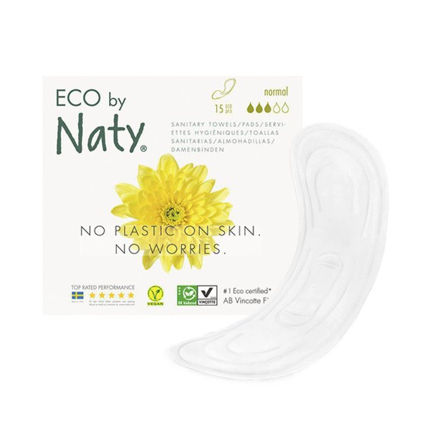 Eco by Naty Certified Thin Sanitary Pads, Normal, 12 Boxes of 15