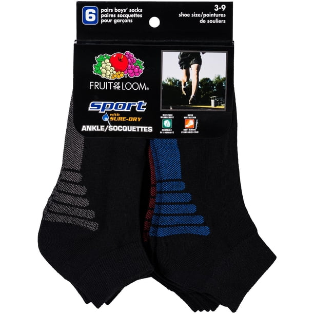 Fruit of the Loom - Boys Sport Ankle - 6 Pairs - Walmart.ca