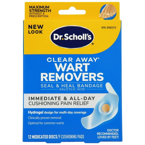 Dr. Scholl's Clear Away Wart Removers Seal & Heal Bandage, 9 Count Cushioning Pad