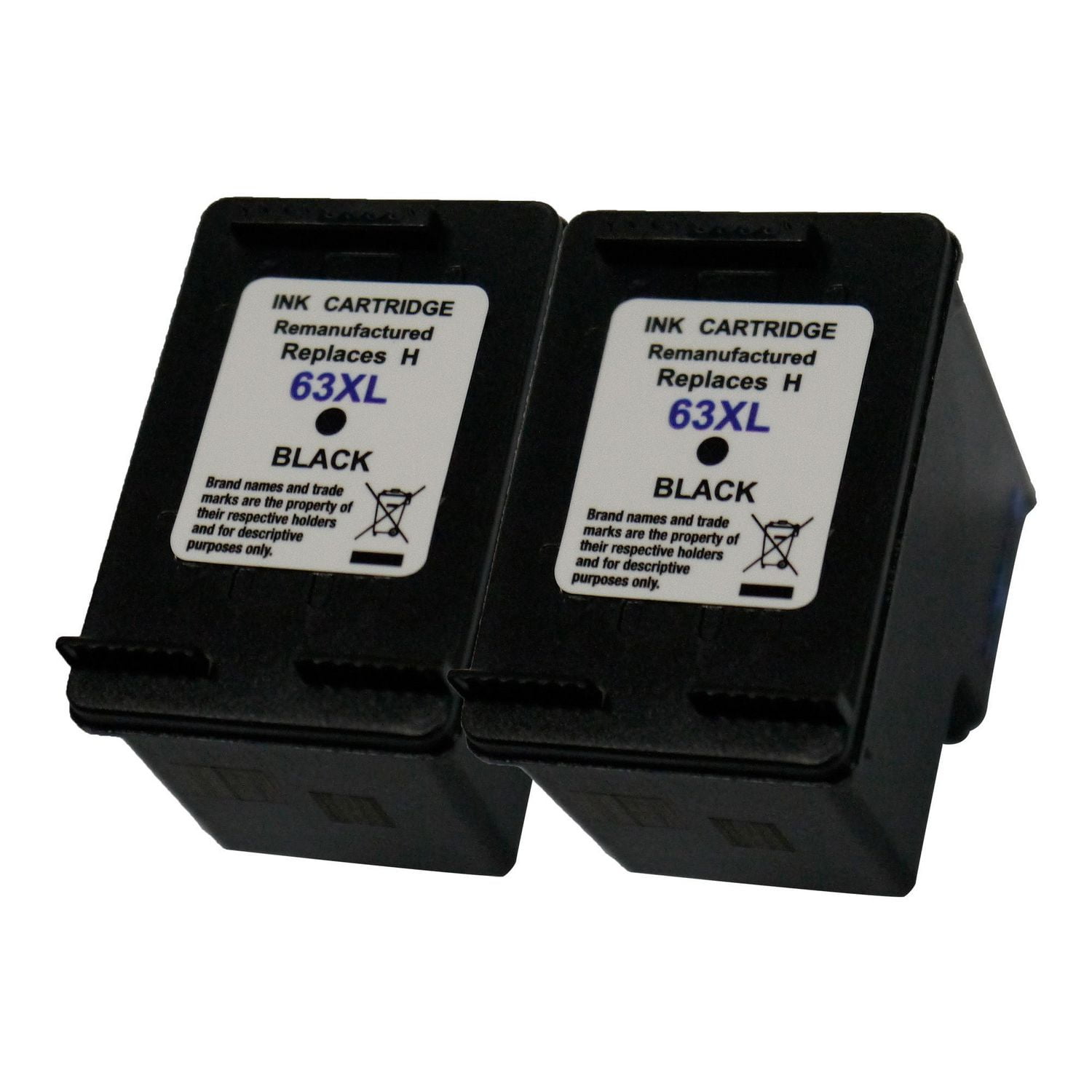L-ink 2 Pack Compatible HP 63XL High Yield Black Ink Cartridge