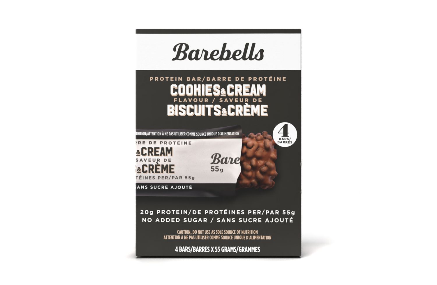 BAREBELLS PROTEIN BARS COOKIES AND CREAM 4 PACK