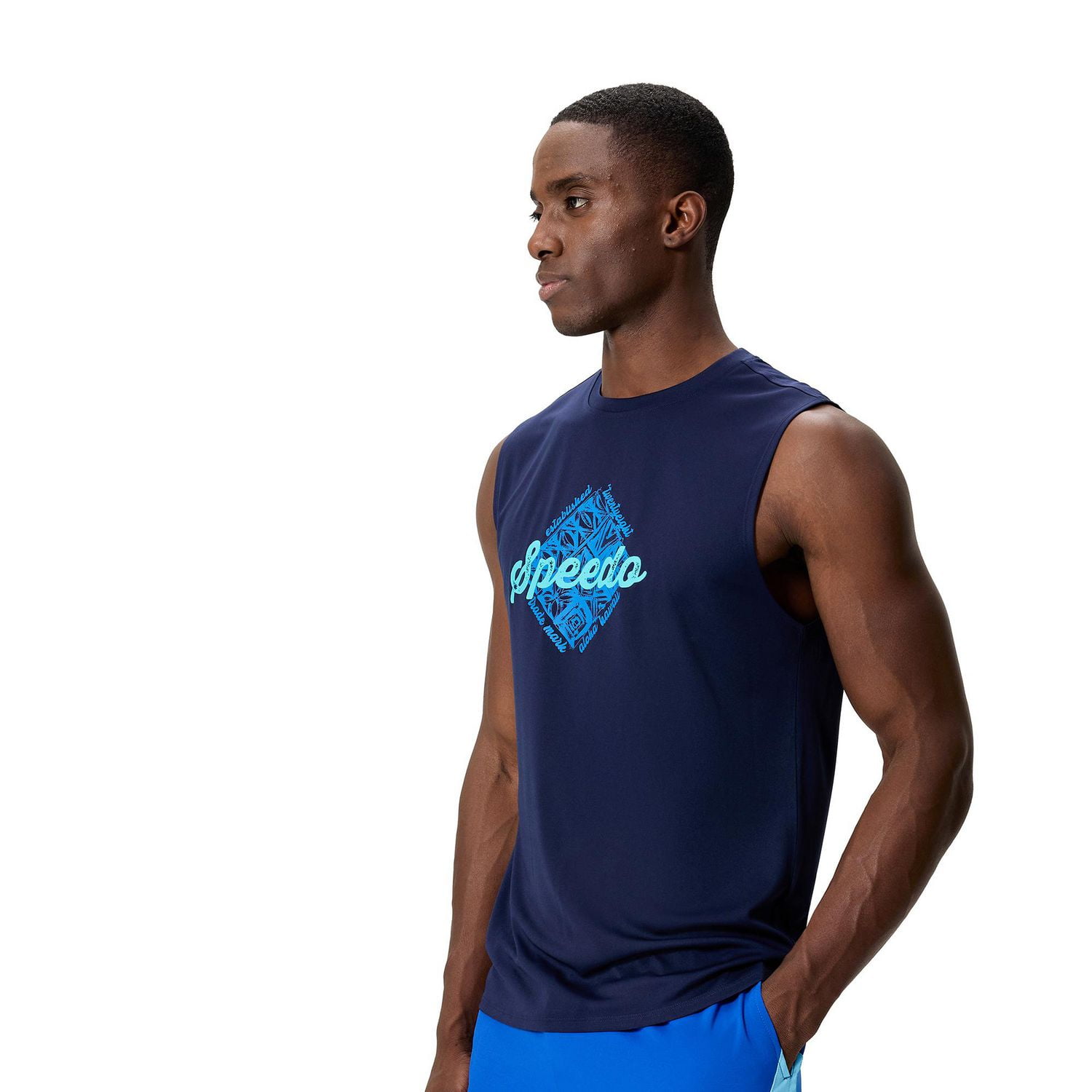 Speedo Men's "Speedo Trade" Front Graphic Muscle Swim Tank