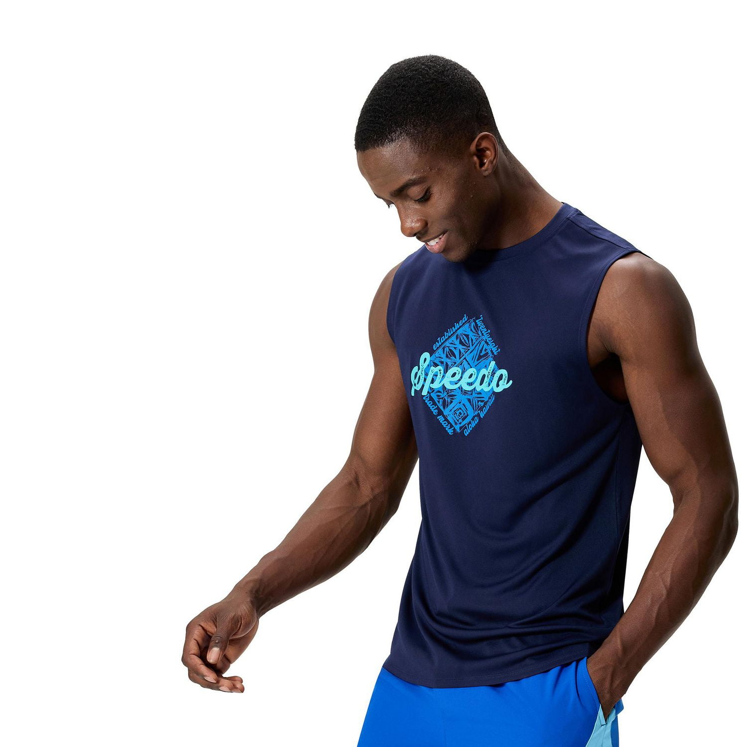 Speedo Men's "Speedo Trade" Front Graphic Muscle Swim Tank
