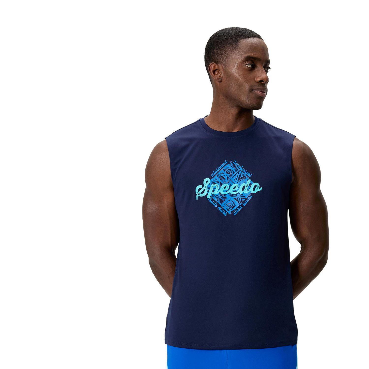 Speedo Men's "Speedo Trade" Front Graphic Muscle Swim Tank