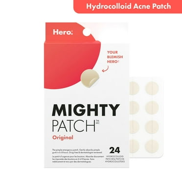 Hero Cosmetics Mighty Patch Original, patch hydrocolloïde pour boutons, autocollants contre l'acné et les boutons pour la peau sensible, Boîte de 24