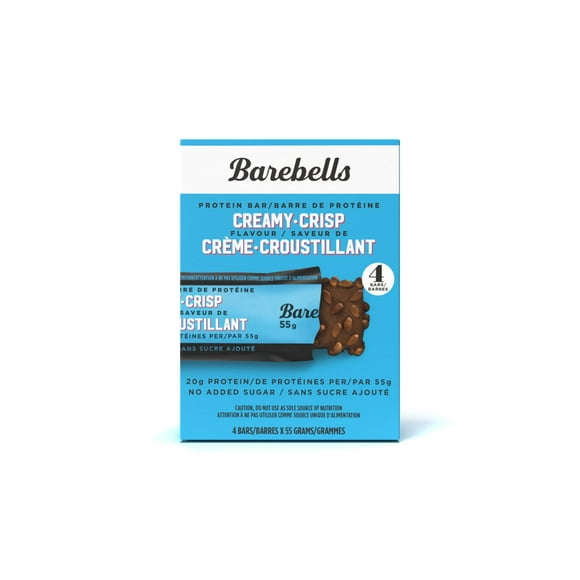 BAREBELLS CREAMY CRISP PROTEIN BAR - 4 PACK, 4 X 55G Count