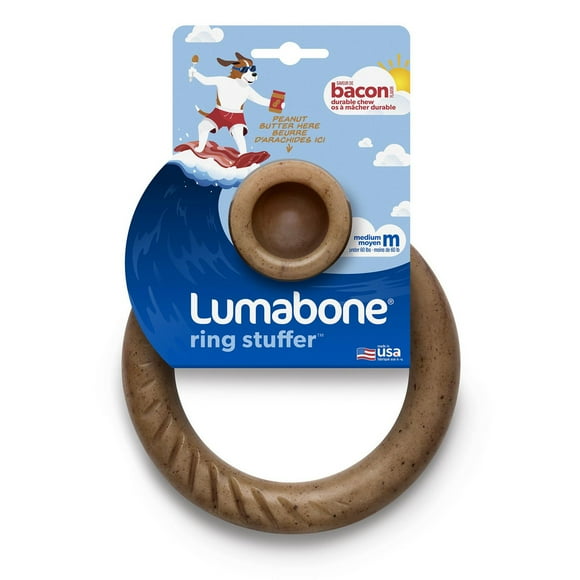 Lumabone Bacon-Flavored Ring Dog Chew Toy, Medium, Durable dog chew toy
