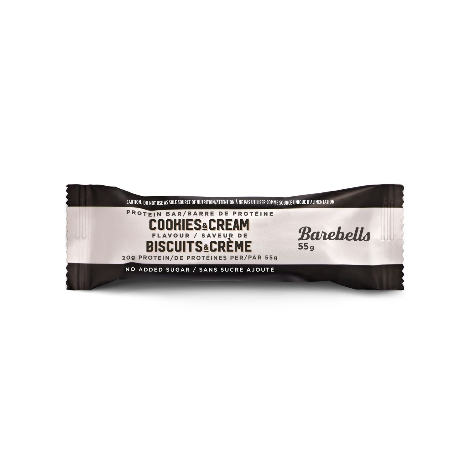 BAREBELLS COOKIES AND CREAM PROTEIN BAR, 1 X 55G COUNT