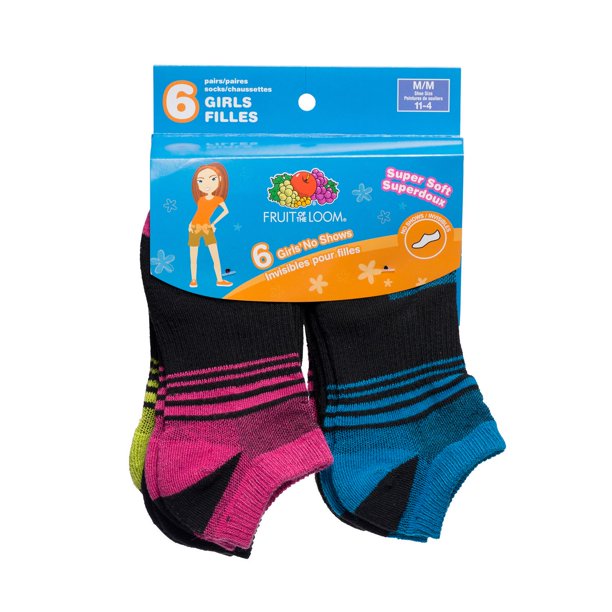 Socquettes invisibles pour filles Fruit of the Loom - 6 paires