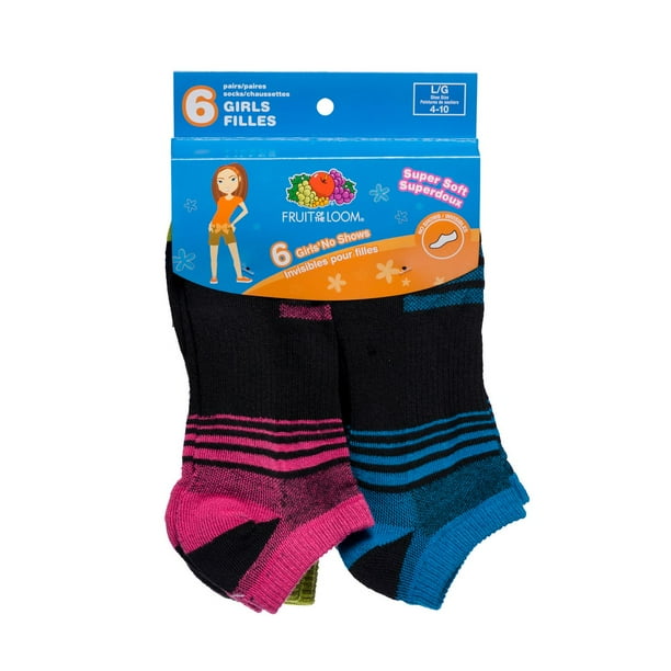 Socquettes invisibles pour filles Fruit of the Loom - 6 paires