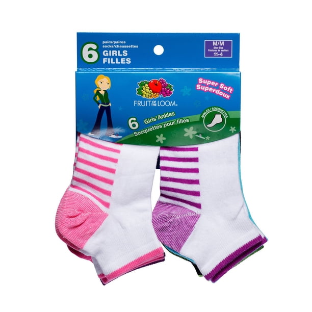 Fruit of the Loom Girls Ankle Socks - 6 Pairs - Walmart.ca