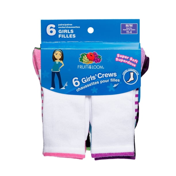 Fruit of the Loom Girls Crew Socks - 6 Pairs - Walmart.ca