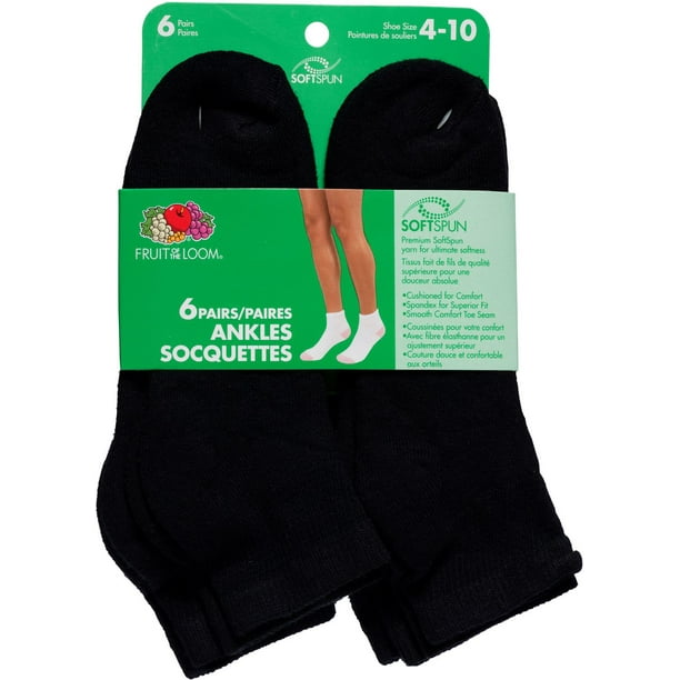 Fruit of the Loom Ladies Ankle Socks - 6 Pairs 