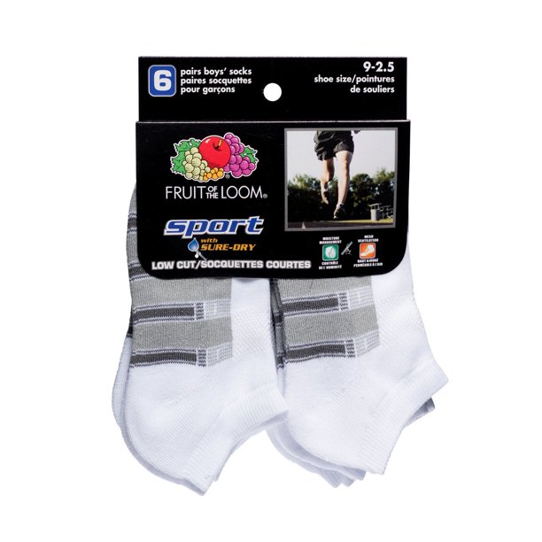 Fruit of the Loom Boys Sport Low Cut Socks - 6 Pairs - Walmart.ca