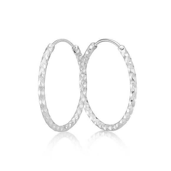 Luxury Designs Sterling Silver Diamond Cut Hoop Earrings