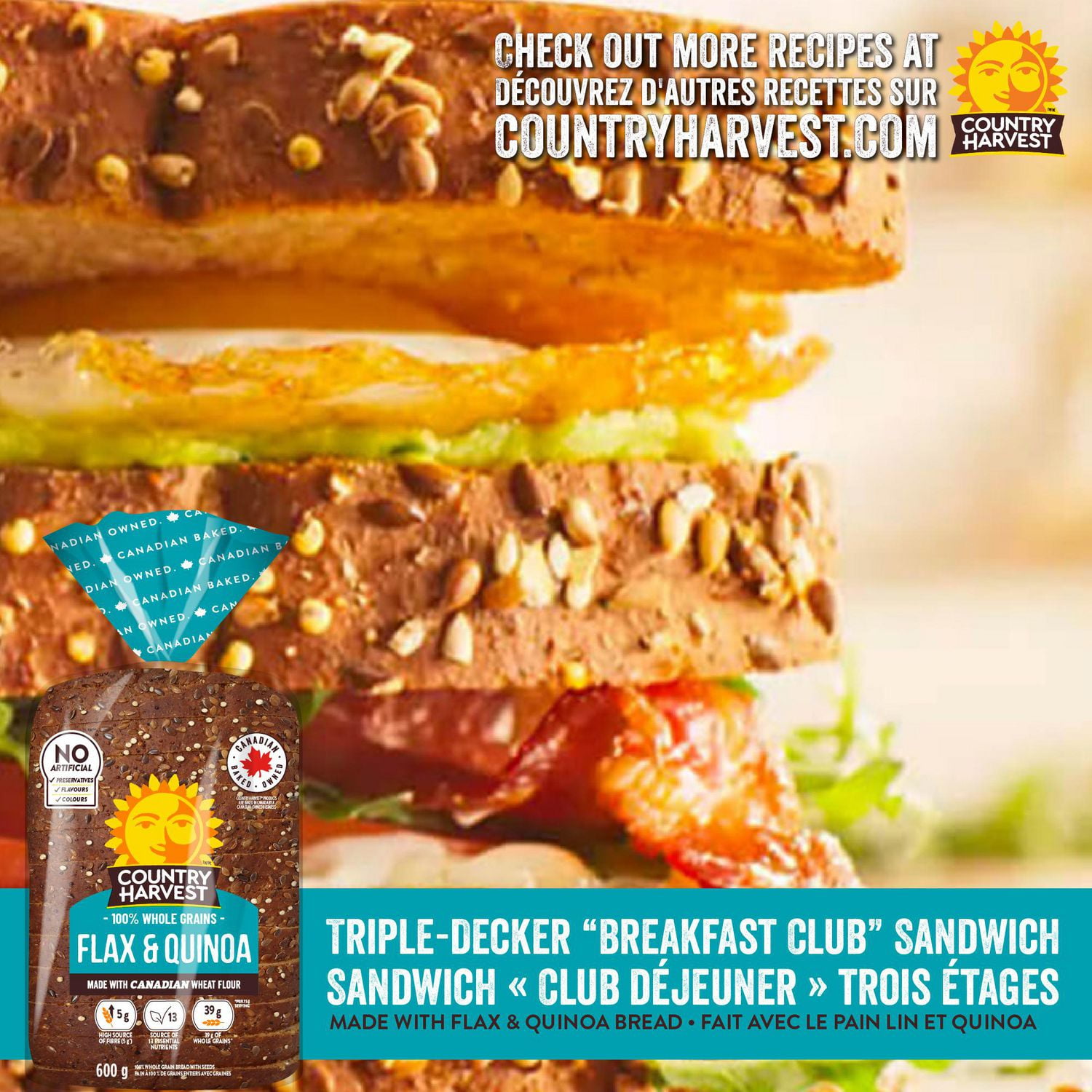 Country Harvest Flax & Quinoa Sliced Bread, 600 g