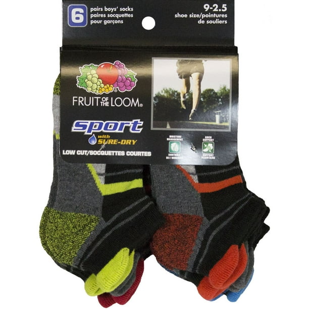 Fruit of the Loom Boys' Sport Low Cut Tabs Socks - 6 Pairs - Walmart.ca