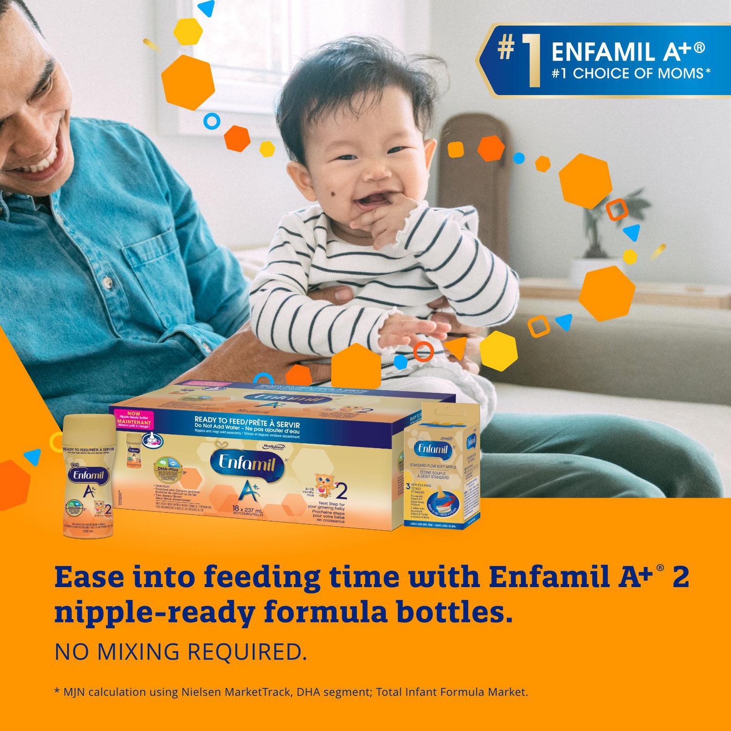 Enfamil A+ 2, Baby Formula, Ready to Feed, Nipple-Ready Bottles