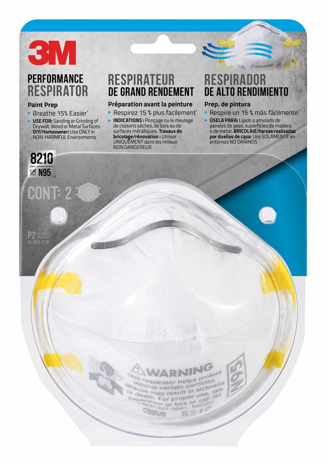 3m performance respirator 8210p2 dc