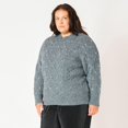 thumbnail image 3 of Devoted Women’s Plus size L/S embellished large fitted hem cable knit sweater, 3 of 4