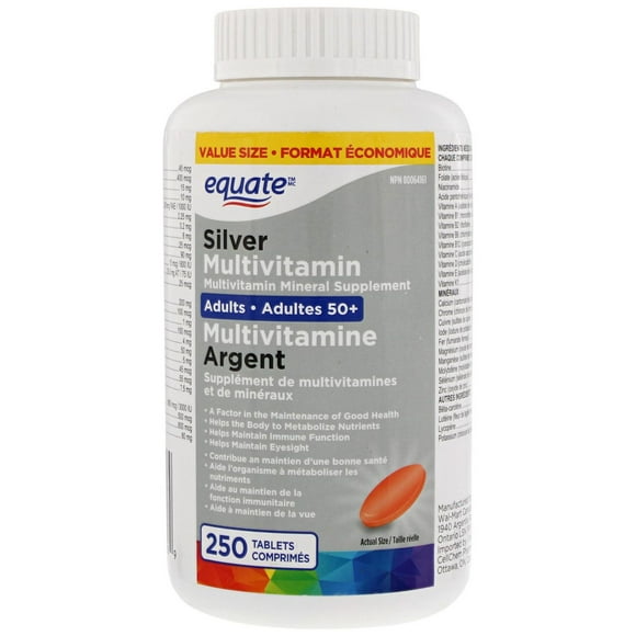 Equate Silver Multivitamin, 250 Tablets