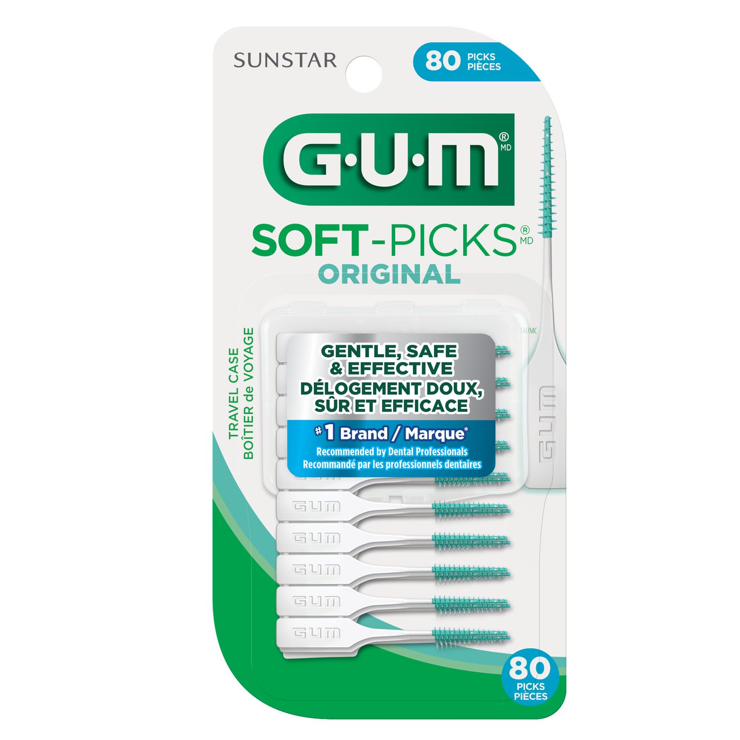 GUM Soft-Picks Comfort Flex Mint Dental Picks, With Fresh Mint Flavor,  Travel Case 