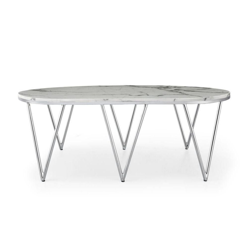 Oval marble coffee table in chrome, shiny finish Walmart Canada