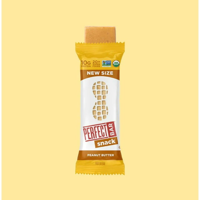 Perfect Bar Peanut Butter Snack Size, 10g of Protein, 20+ Superfoods, Clean Ingredients, Certified Organic, 46g