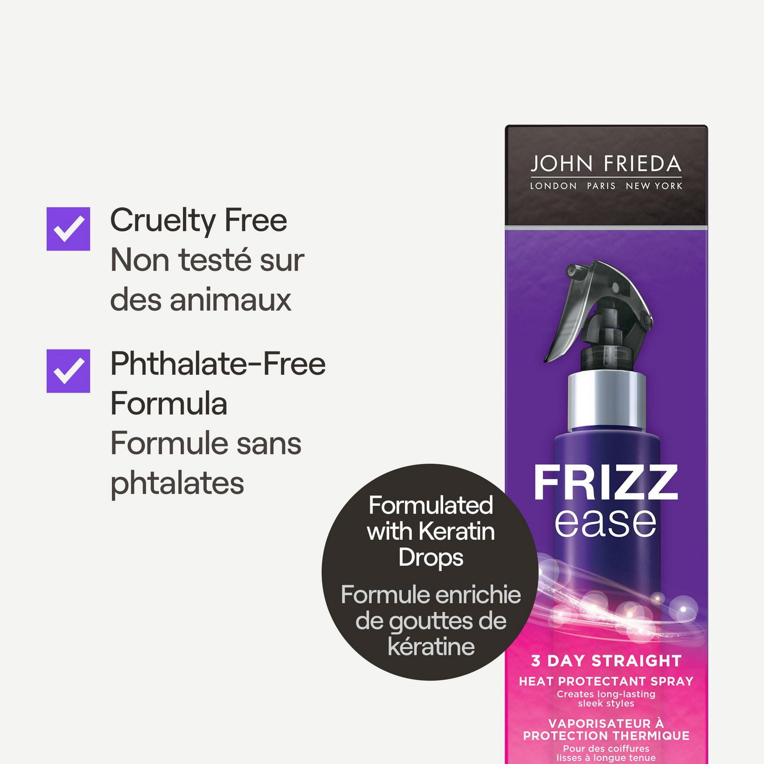 John Frieda Frizz Ease 3 Day Straight Flat Iron Spray Heat Protectant Spray 105 mL Walmart