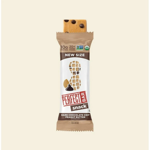 Barre parfaite au chocolat noir avec morceaux de beurre de cacahuète, taille snack, 10 g de protéines, plus de 20 superaliments, ingrédients naturels, certifiée biologique, 48 g