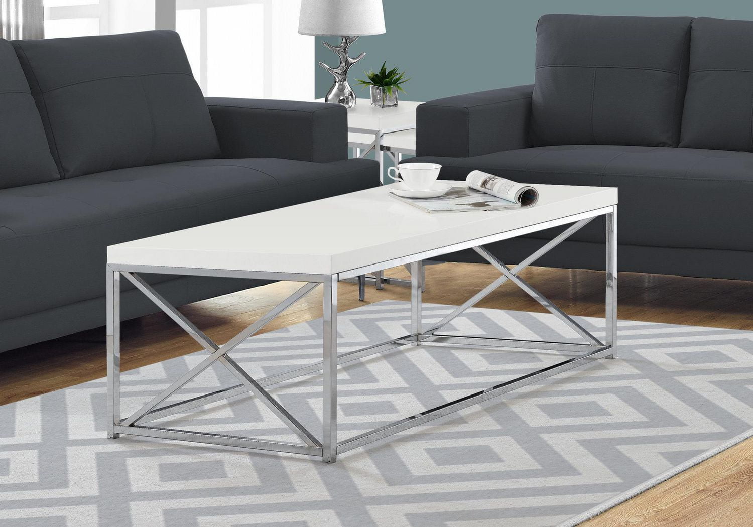 monarch glossy white coffee table