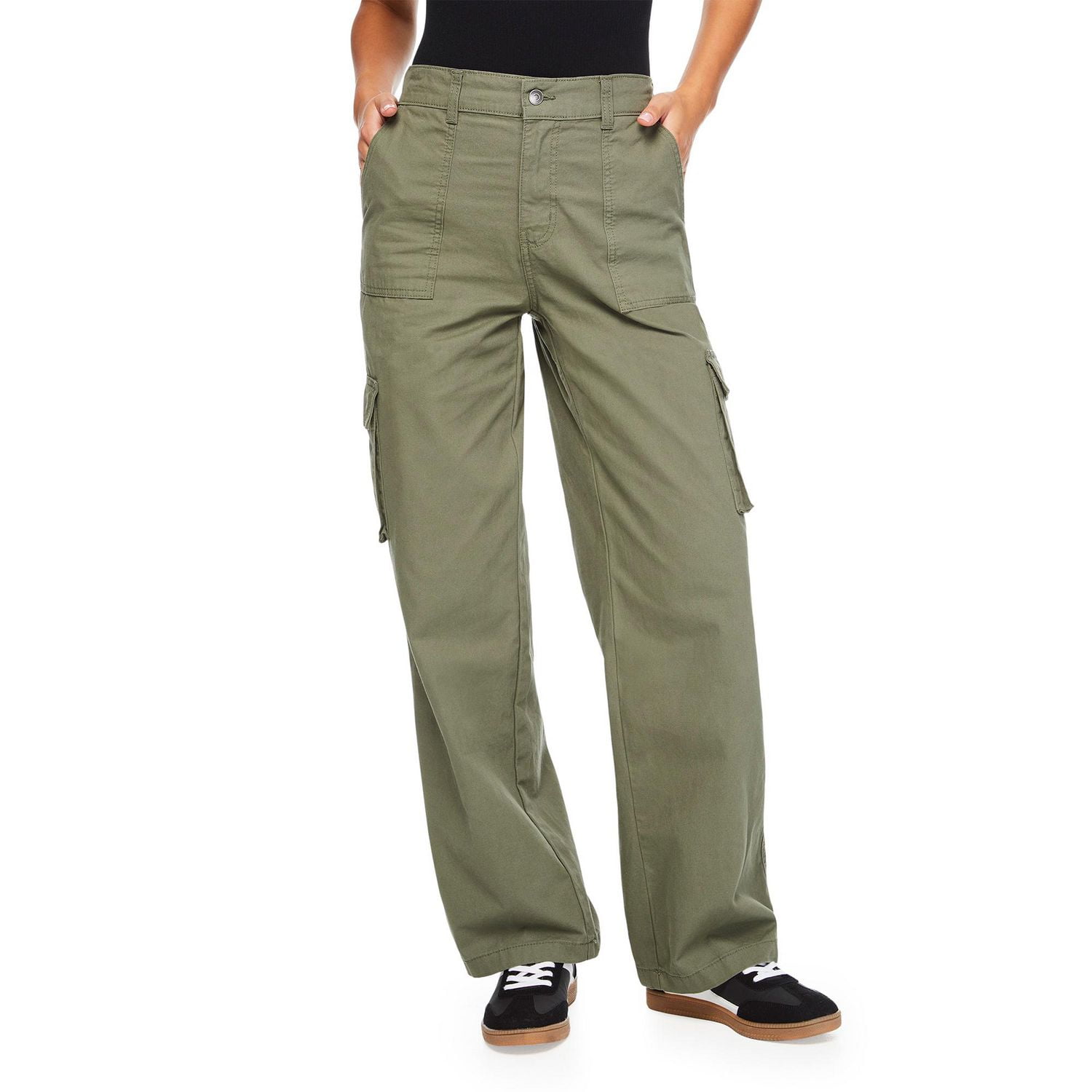 【Anyone more】Boun Cargo Wide Cotton Banding Pants No Boundaries Women's Wide Leg Cargo Pant - Walmart.ca