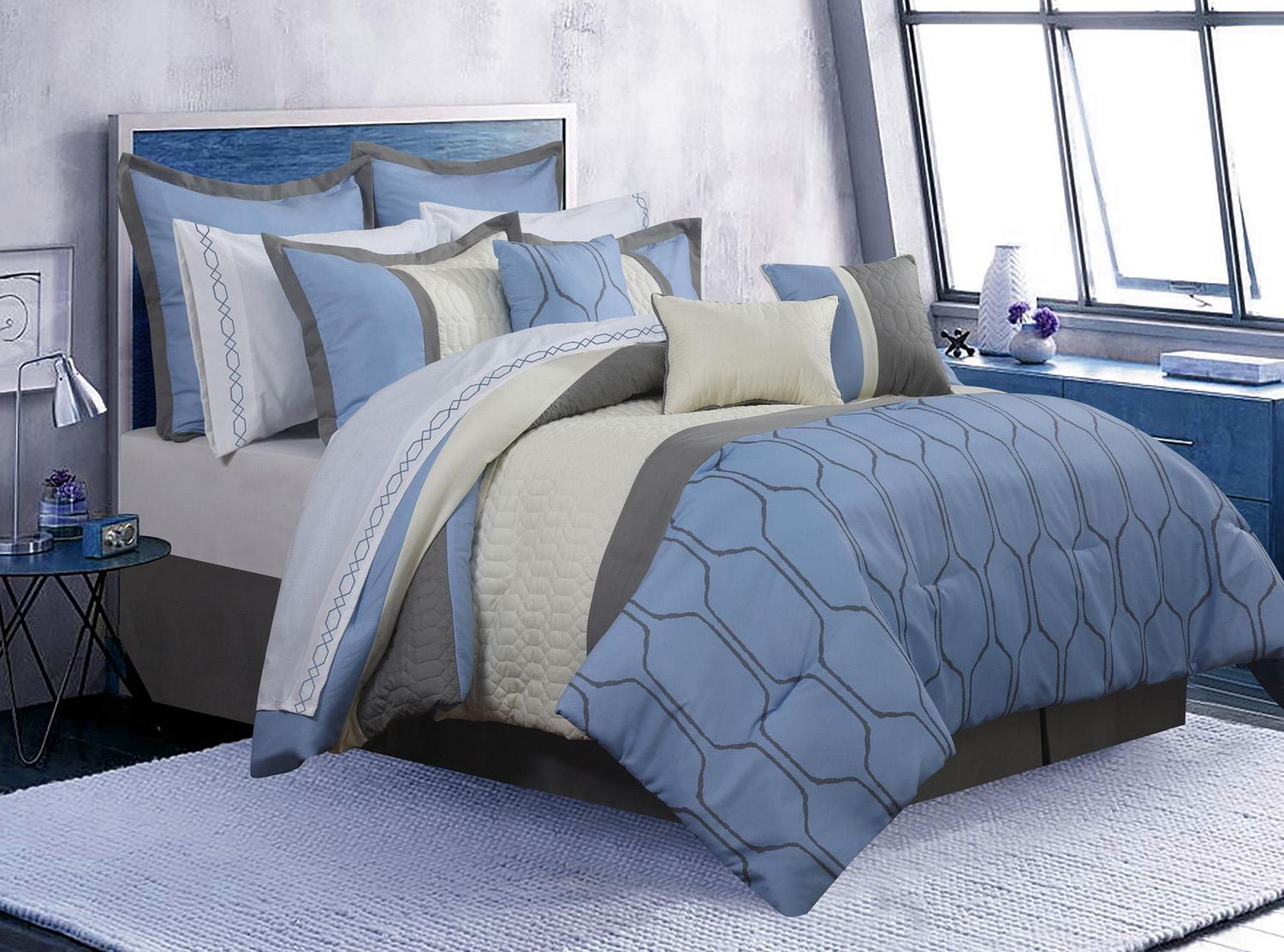 Safdie & Co. Comforter Set 7PC K Cobalt Blue Walmart Canada