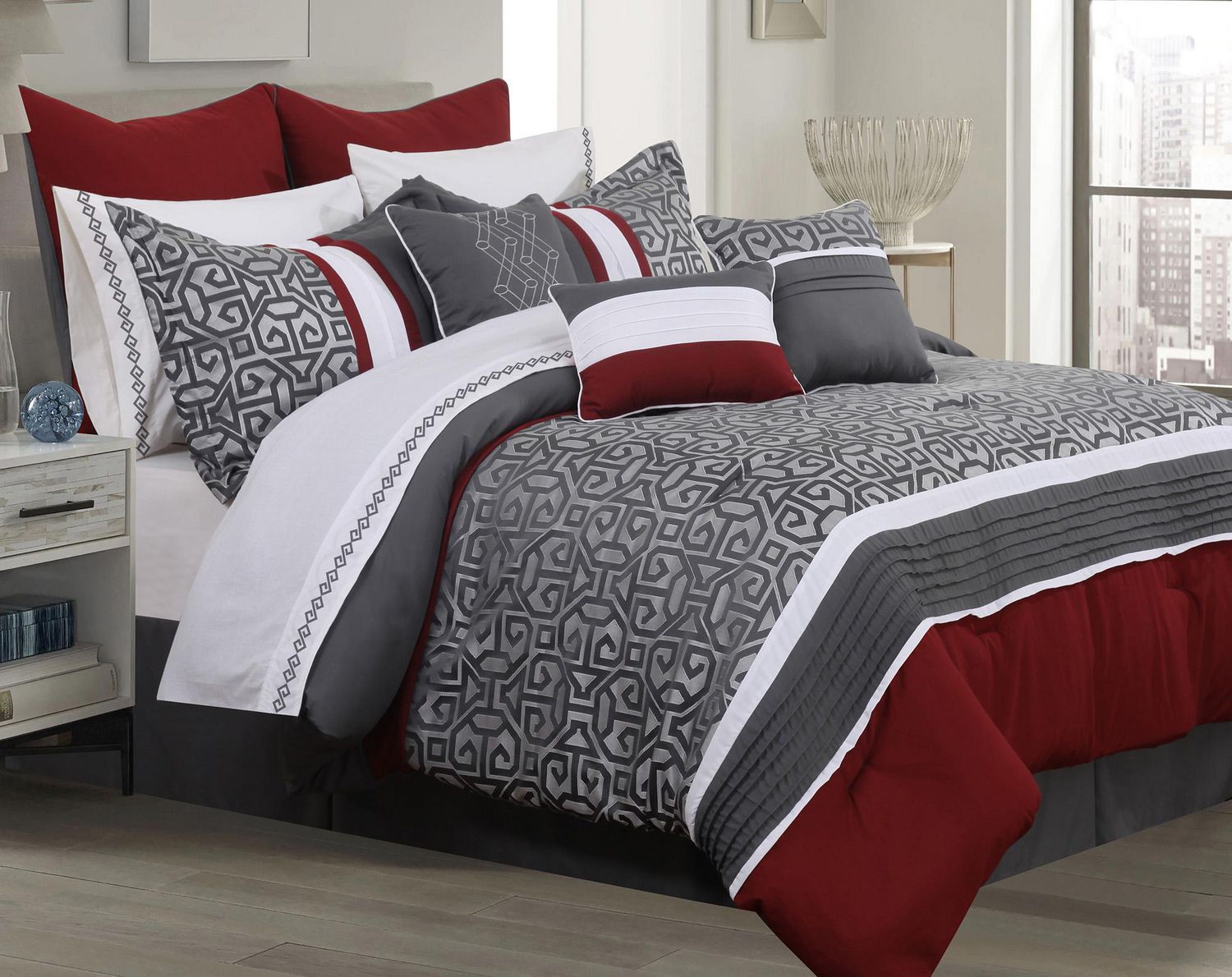Safdie & Co. Comforter Set 7PC Q Sumatra Charcoal | Walmart Canada