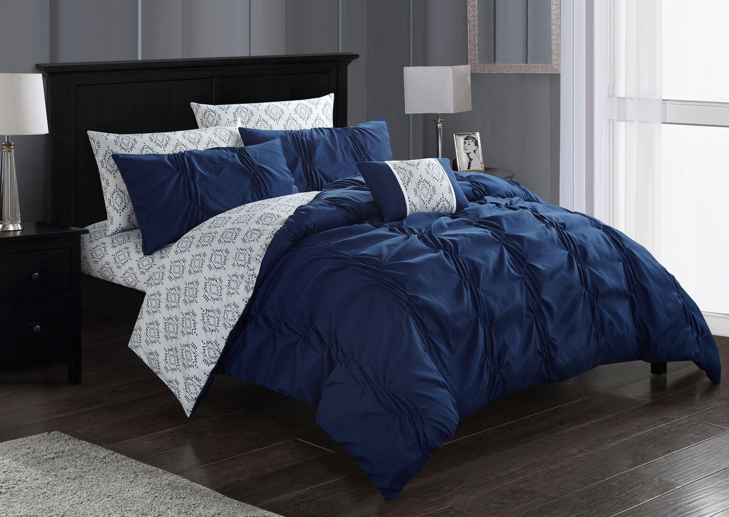 Safdie & Co. Comforter Set 7PC Q Luca Navy | Walmart Canada