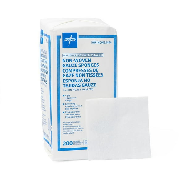 Medline Standard Nonsterile Nonwoven Gauze Sponges, 4"x4"