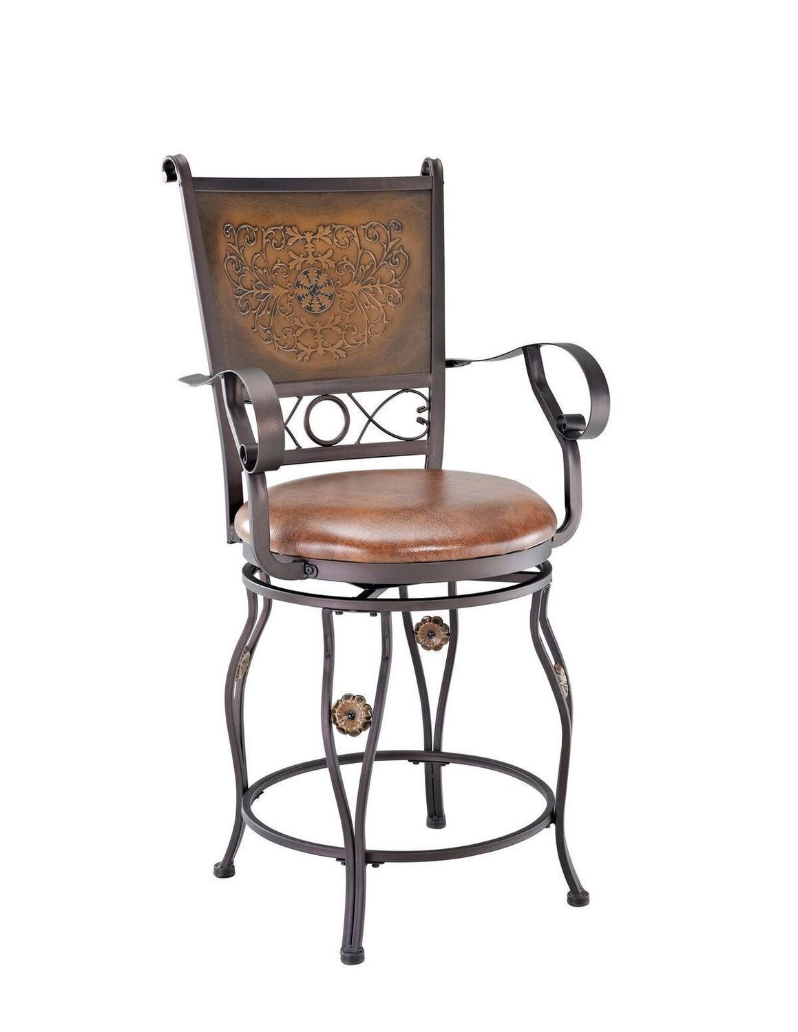 Powell Copper Stamped Back Counter Stool with Arms ...