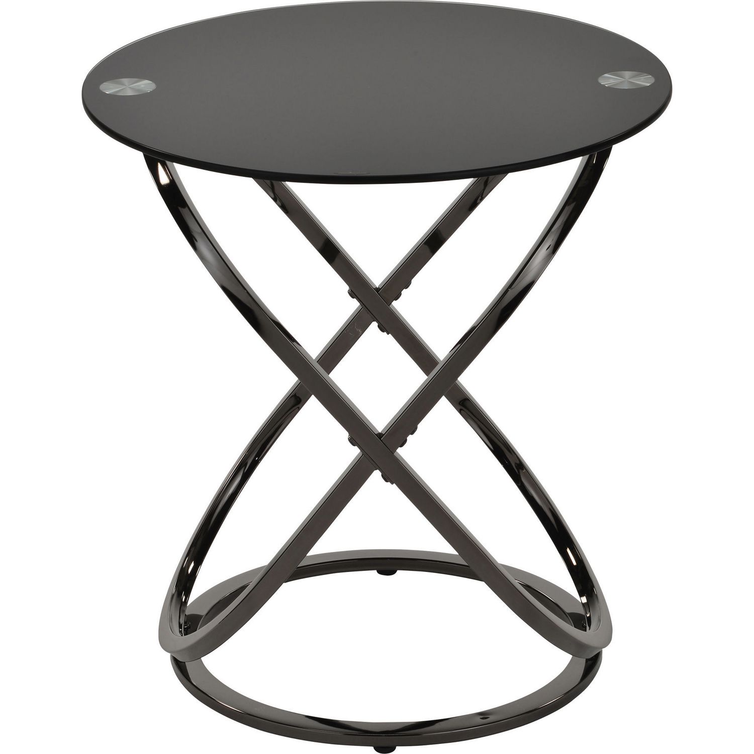 Worldwide Homefurnishings Inc Chrome/Glass Accent Table Black Nickel