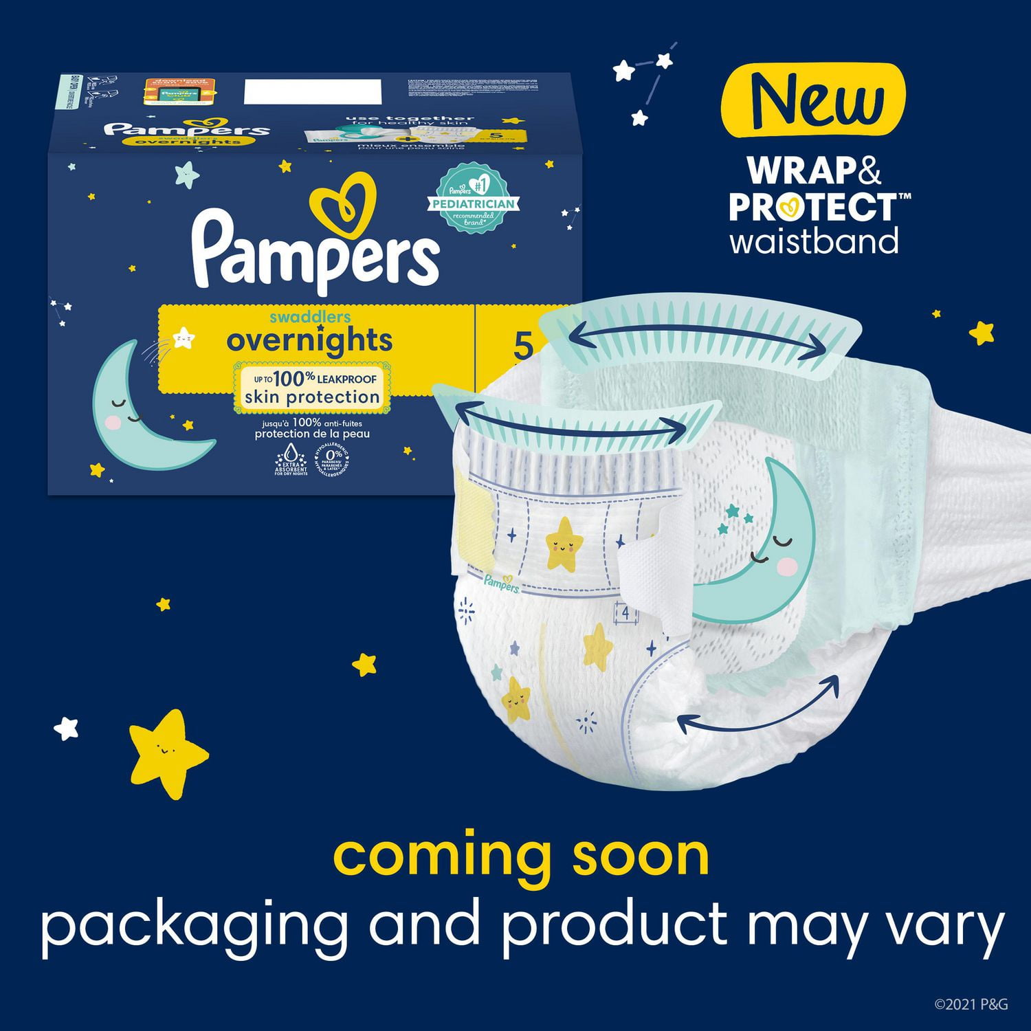 Pampers Swaddlers Overnight, Super Pack, Sizes 3-6, 66-42 Count