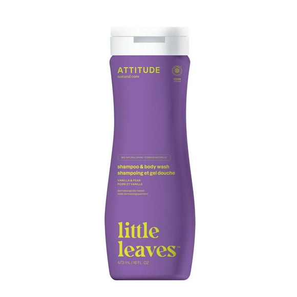 ATTITUDE little leaves, 2in1 Shampoo and Body Wash, Vanilla & Pear, 473 mL
