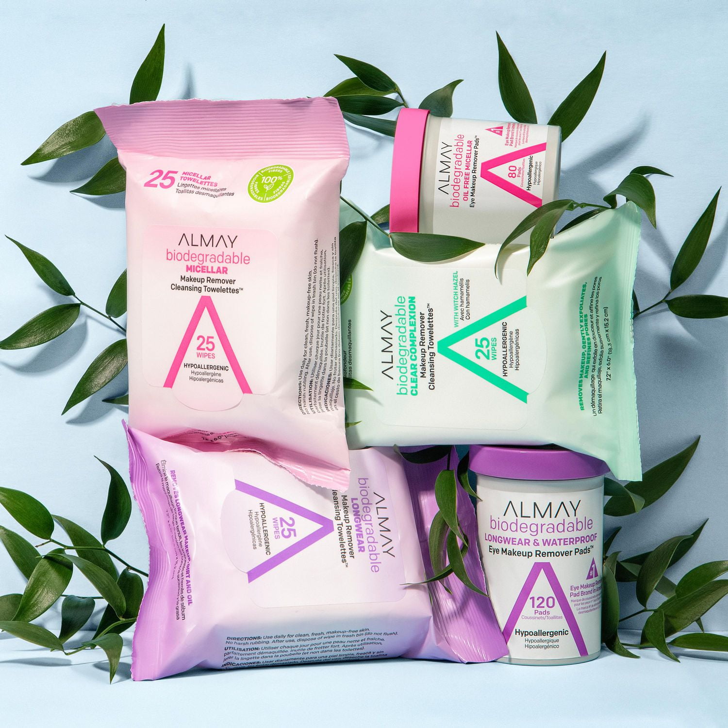 Almay Biodegradable Micellar Makeup Remover Cleansing Towelettes, 25 Count, Cleansing Towelettes