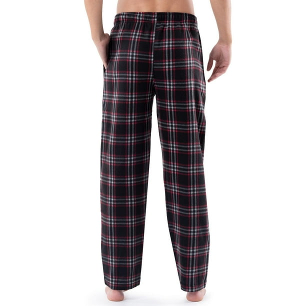 Fruit of the Loom Men's Sleep Set Crew Neck Top and Fleece Pant 2 Piece  Pajama Set Red