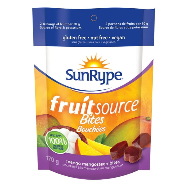 Collation FruitSource Bouchées à la mangue et au mangoustan 100 % fruit SunRype 170 g