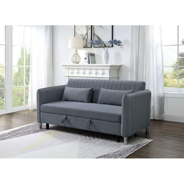 Topline Home Furnishings Bluish Grey Velvet Studio Sofa Bed Walmart.ca