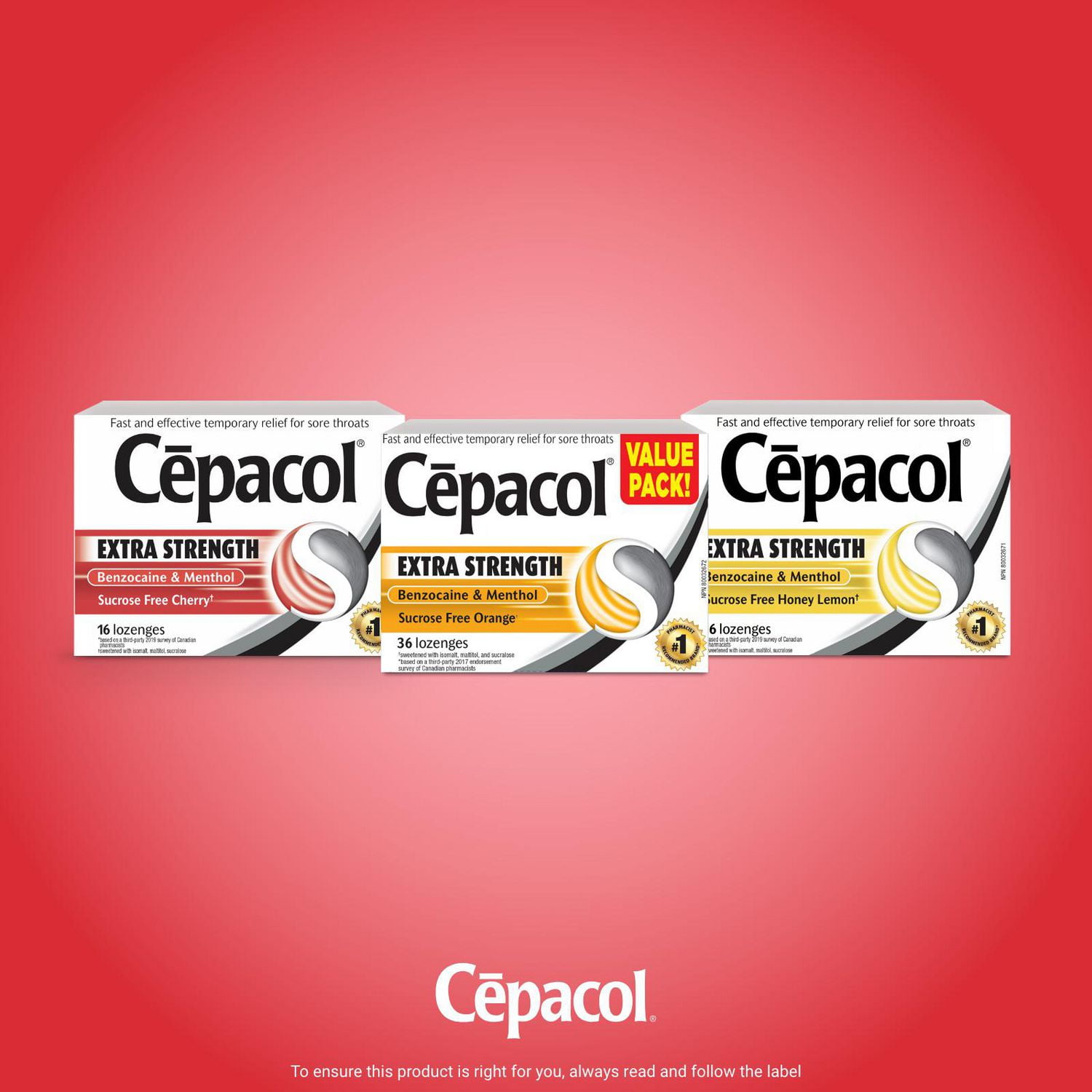 Cepacol® Extra Strength Sucrose Free Cherry Value Pack, Sore