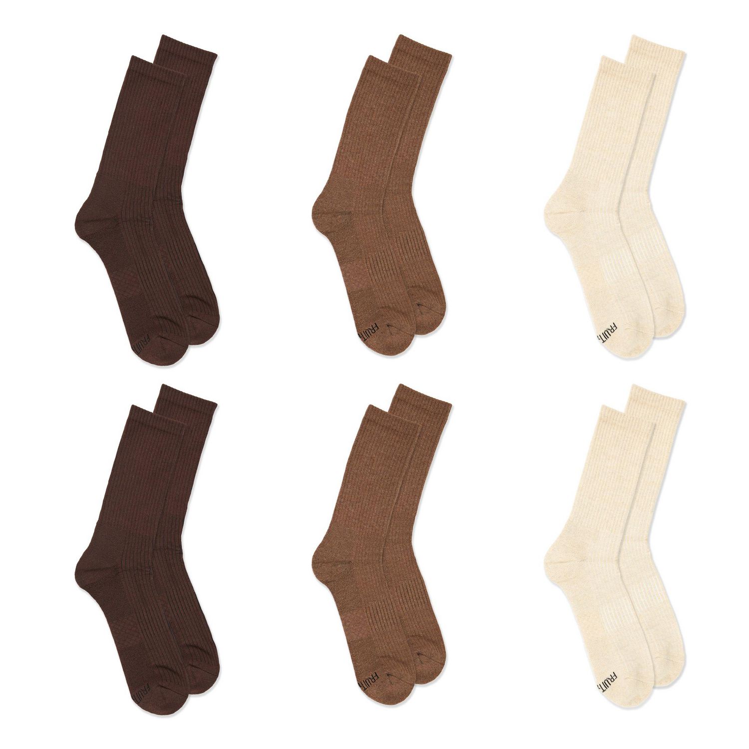 Fruit of the Loom Chaussettes mi-mollet All Day Comfort pour hommes, paquet de 6
