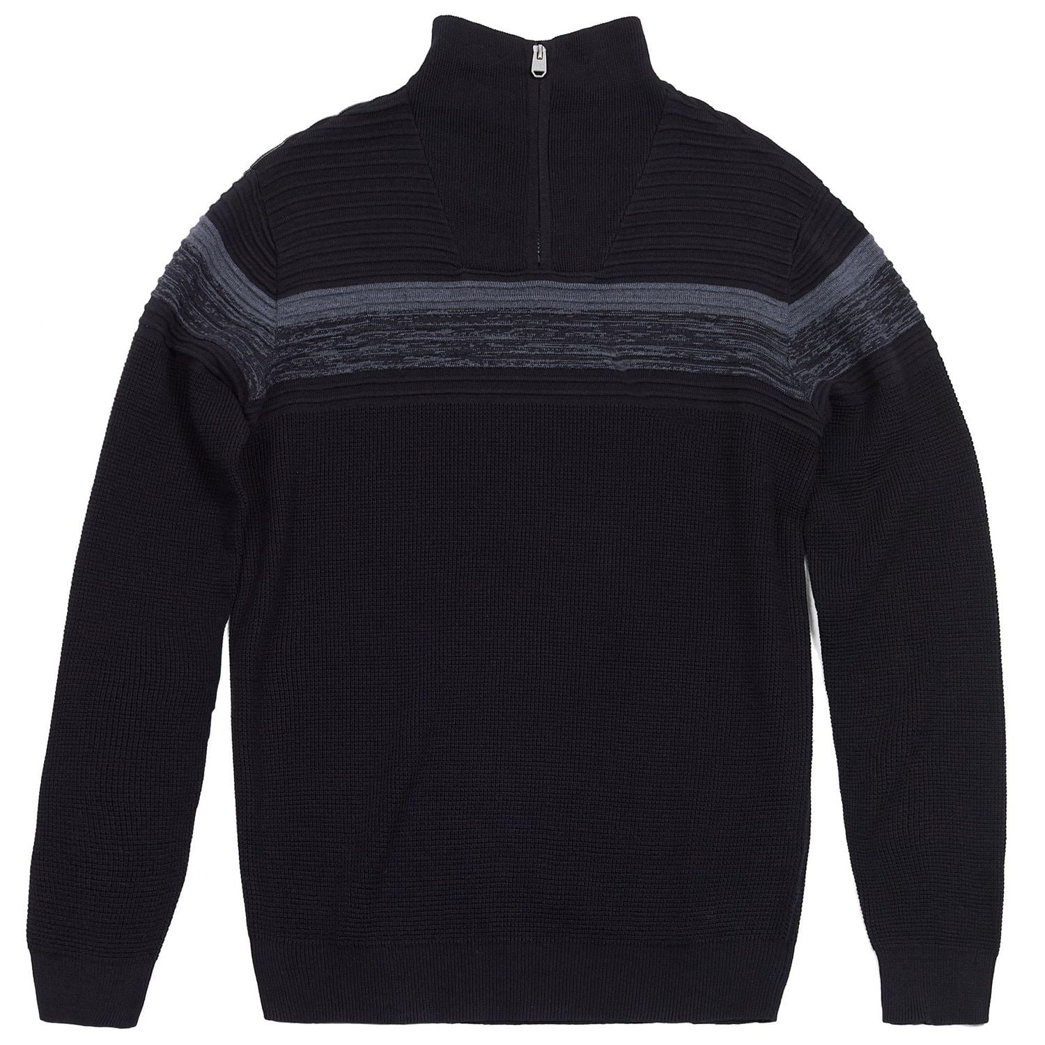Dark Black Men's Long-Sleeve 1/4 zip Mock Neck Sweater