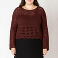thumbnail image 1 of Devoted Taille Plus Femme Pull à ourlet ondulé et mailles ouvertes, 1 of 2