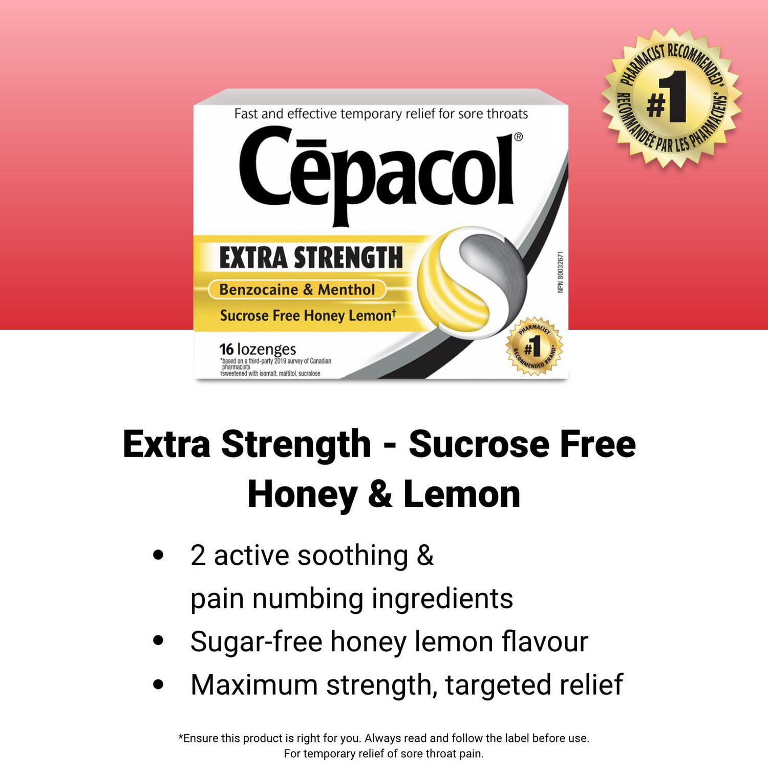 Cepacol® Extra Strength Sucrose Free Honey Lemon Value Pack, Sore Throat Lozenges, 36 ct